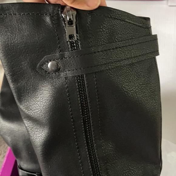 Rampage Knee-High Double Buckle Black Boots - Picture 3 of 6